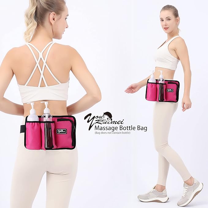 Massage Bottle Bag Massage Therapist Holster Massage Lotion Holster Massage Oil Holster（YR-3KD-Rose Red）