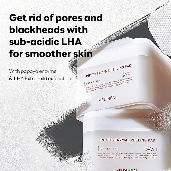 Mediheal Retinol Collagen Under Eye Patches & Phyto Enzyme Peeling Pad for Daily Gentle Exfoliation