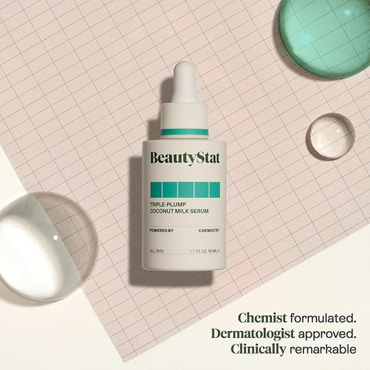 BeautyStat Triple-Plump Coconut Milk Serum - Moisturize, Plump, & Revitalize with Hyaluronic Acid, Polyglutamic Acid, Microsilver, & Coconut Complex (30 ml / 1 fl oz)
