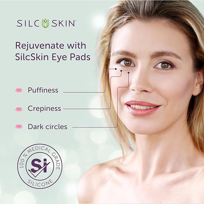 SilcSkin Silicone Eye Pads - Reusable Overnight Eye Patches, Medical-grade Silicone for Fine Lines, Crepey Skin, and Puffiness - 20 Day Supply