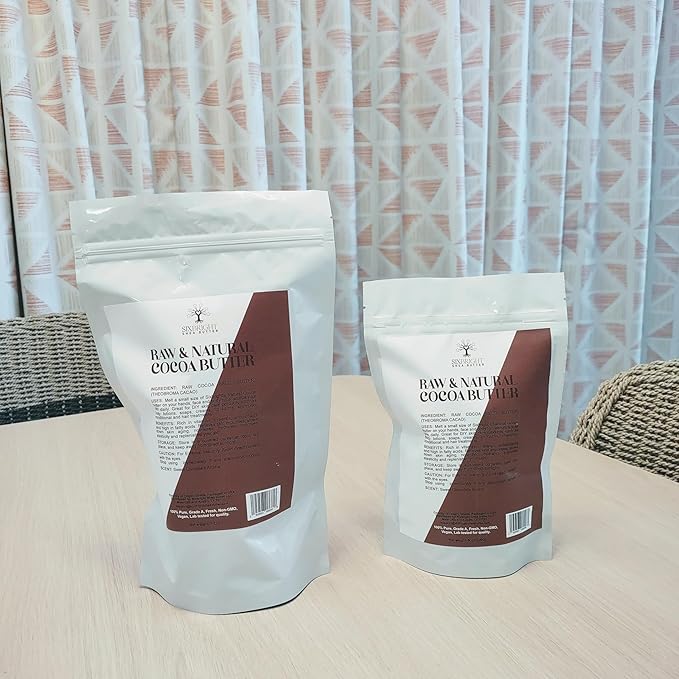 Sixbright UNREFINED, 100% PURE, FOOD GRADE, NATURAL COCOA BUTTER- Repairs Body Scars, Stretch Marks, Dry & Cracked Skin- Great for DIY's Beauty products-16 Ounce -(Pack of 1)- Chocolate Aroma