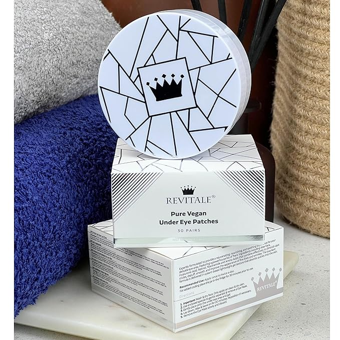 Pure Vegan Under Eye Patches, Helps Reduce Puffy Eyes & Dark Circles, Revitalise Dull Eye Masks - Nourishes, Renews, Soothes (Jar - 30 Pair)