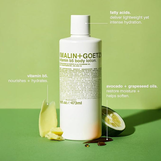 Malin + Goetz Vitamin B5 Body Lotion for Women & Men, 16 Fl. Oz. — Body Moisturizer for Dry Skin, All Skin Types, Dry Skin Moisturizer, Hydrating Body Lotion, Vegan & Cruelty Free