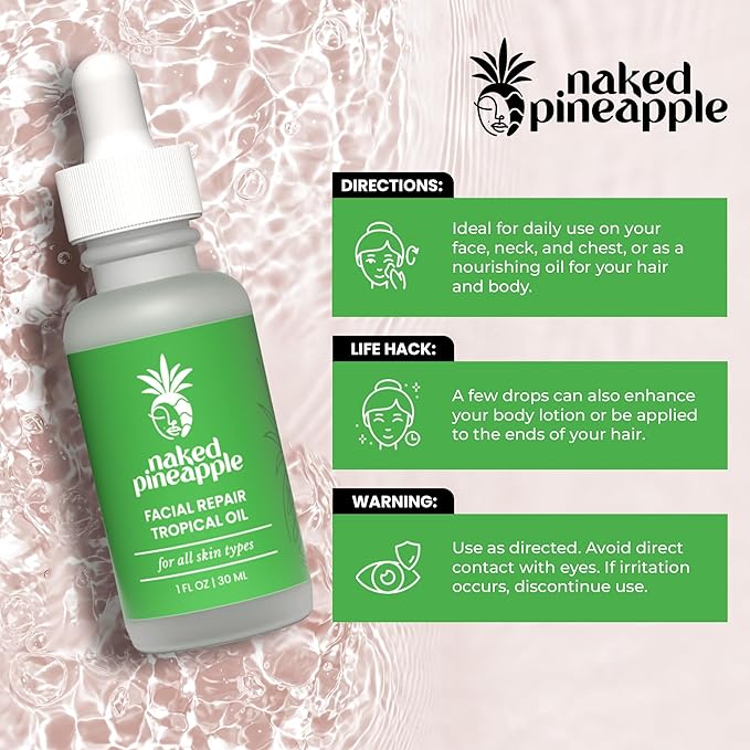 Tropical Oil - Hydrating Facial with Fruit Extract - Moisturizer, Barrier Protection & Elasticity for Face, Neck, Hair & Body - 1oz