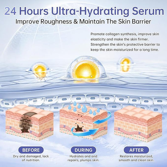 30 Pcs 5% Hyaluronic Acid Serum Ultra-Hydrating Vials, Hyaluronic Acid Tubes, Wake Nature Perfection Hylunaric Acid Serum, Single-Use Ultra-Hydrating Essence for Face