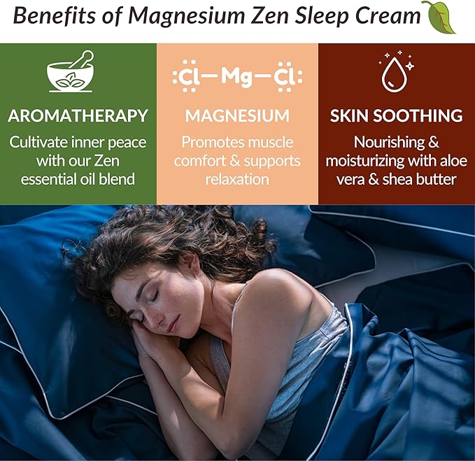 Taspen's Organics Magnesium Zen Sleep Cream with Organic Ingredients - Natural Sleep & Relaxation Formula - Moisturizing Formula- Cruelty-Free (1.7 oz)