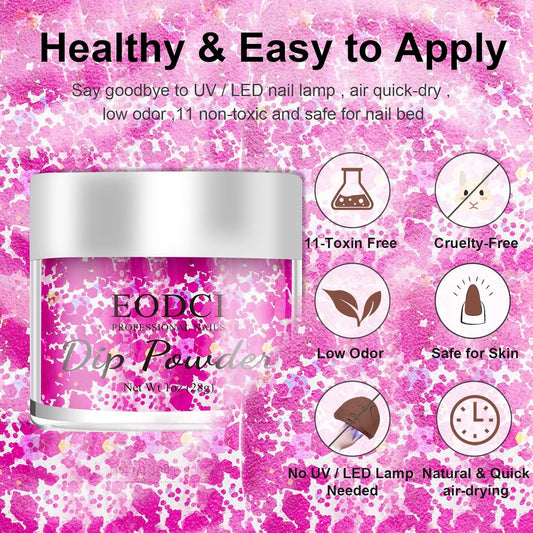 1 Oz Glitter Purple Nail Dip Powder, Odor-Free and Long-Lasting, No Needed Nail Lamp Curing, Dipping Powder French Nail Art Starter Manicure