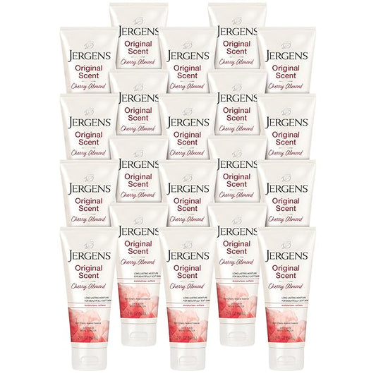 Jergens Original Scent Dry Skin Body Lotion, Hand and Body Moisturizer, Cherry Almond Essence, Dermatologist Tested, 2 Oz, Pack of 20