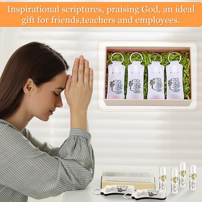 18 Sets Christian Gifts for Mom Bulk Women Church Gifts Scripture Bible Verse Lip Balms Lipstick Holder Keychains Faith Religious Inspirational Party Favors for Teacher Mother(Everyday)