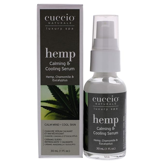Cuccio Naturale Hemp Calming And Cooling Serum - With Chamomile And Eucalyptus - Use On Pressure Points To Relax The Mind - Relieves Tension And Stress - Fatty Acids To Increase Hydration - 1 Oz