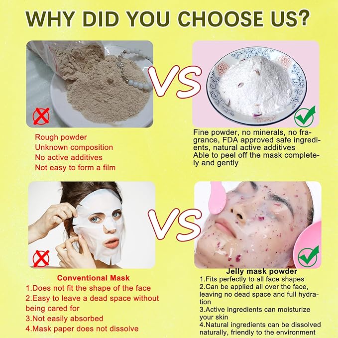 Jelly Mask for Facials Professional, Chamomile Jelly Mask Powder, Morsturize & Repair Soothes Face Skin Care for Vajacial Peel Off Mask, Esthetician Supplies, Natural Ingredients Unscent