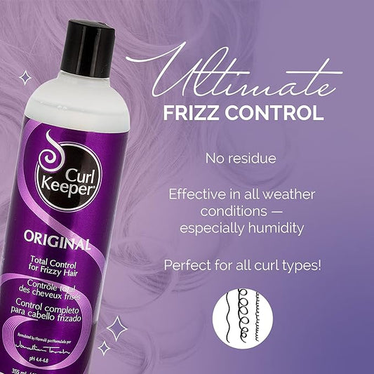 Original Curl Keeper Anti-Frizz Curl Defining Hair Styler (12 Oz) - Lightweight Curl Definer Liquid Gel for All Weather Conditions - Wavy & Curly Hair Products for Women (Cream Alternative)