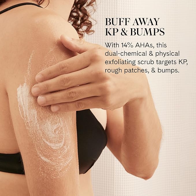 Fur KP Body Scrub - Powerful 14% AHA Body Scrub for Keratosis Pilaris or Rough Patches to Smooth and Clear Skin using Lactic Acid and Physical Exfoliants While Moisturizing the Skin - 6 oz
