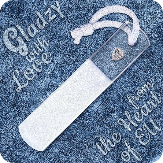 Genuine Czech Glass Foot File by GLADZY - Gentle Callus Remover Foot Rasp, Pedicure & Spa Rough Skin Scrubber, Two-Sided Etched Different Grit Surface, Professional Toenail & Heels Care, Made in EU