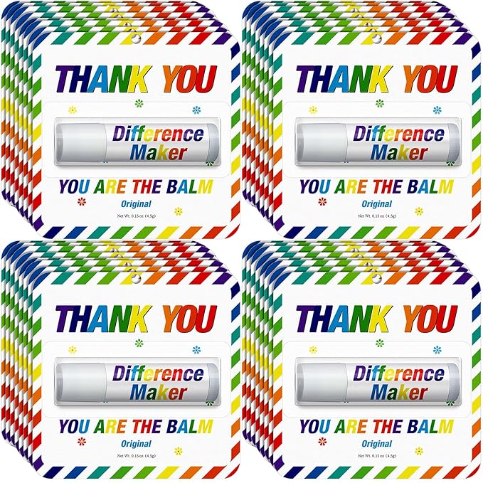 30 Pack Teacher Appreciation Gifts Bulk Lip Balms Employee Staff Team Thank You Gifts Nurse Volunteers Pastor Appreciation Presents for Women Men Coworkers You're the Balm(Colorful)