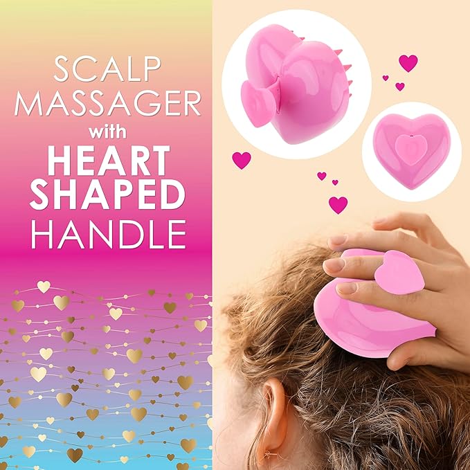 EXPRESSIONS Scalp Massager –1pc Pink Heart Shaped Scalp Massaging Tool to Rejuvenate Scalp & Hair Follicles, Ergonomic Design Silicone Scalp Scrubber for Everyday Scalp Care