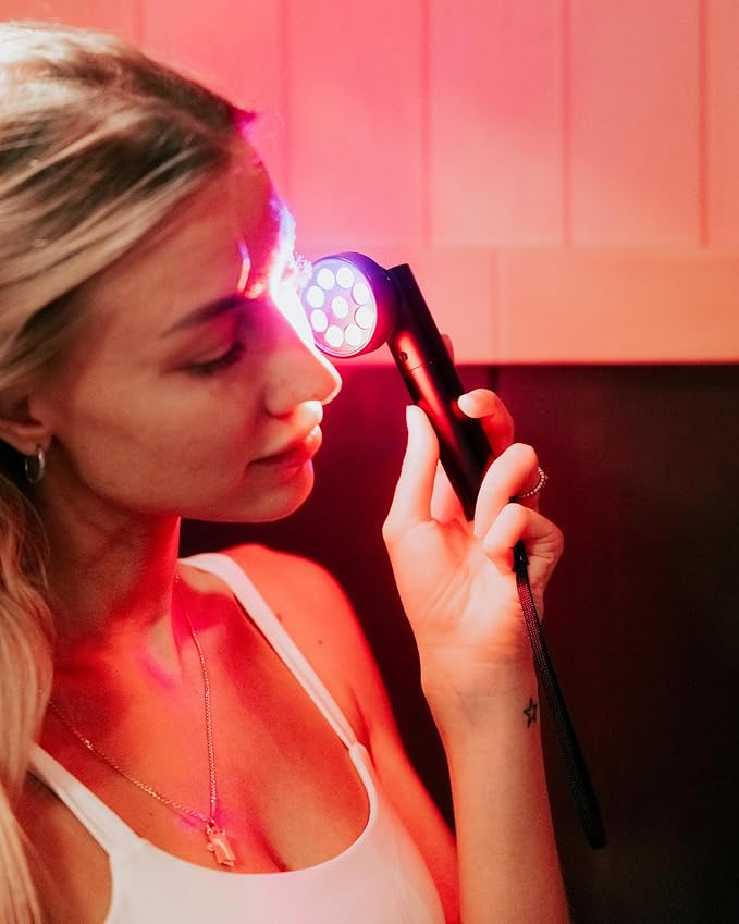 Red & Blue Light Therapy for Face and Neck, Beauty Wand with Dual Light and Infared Modes