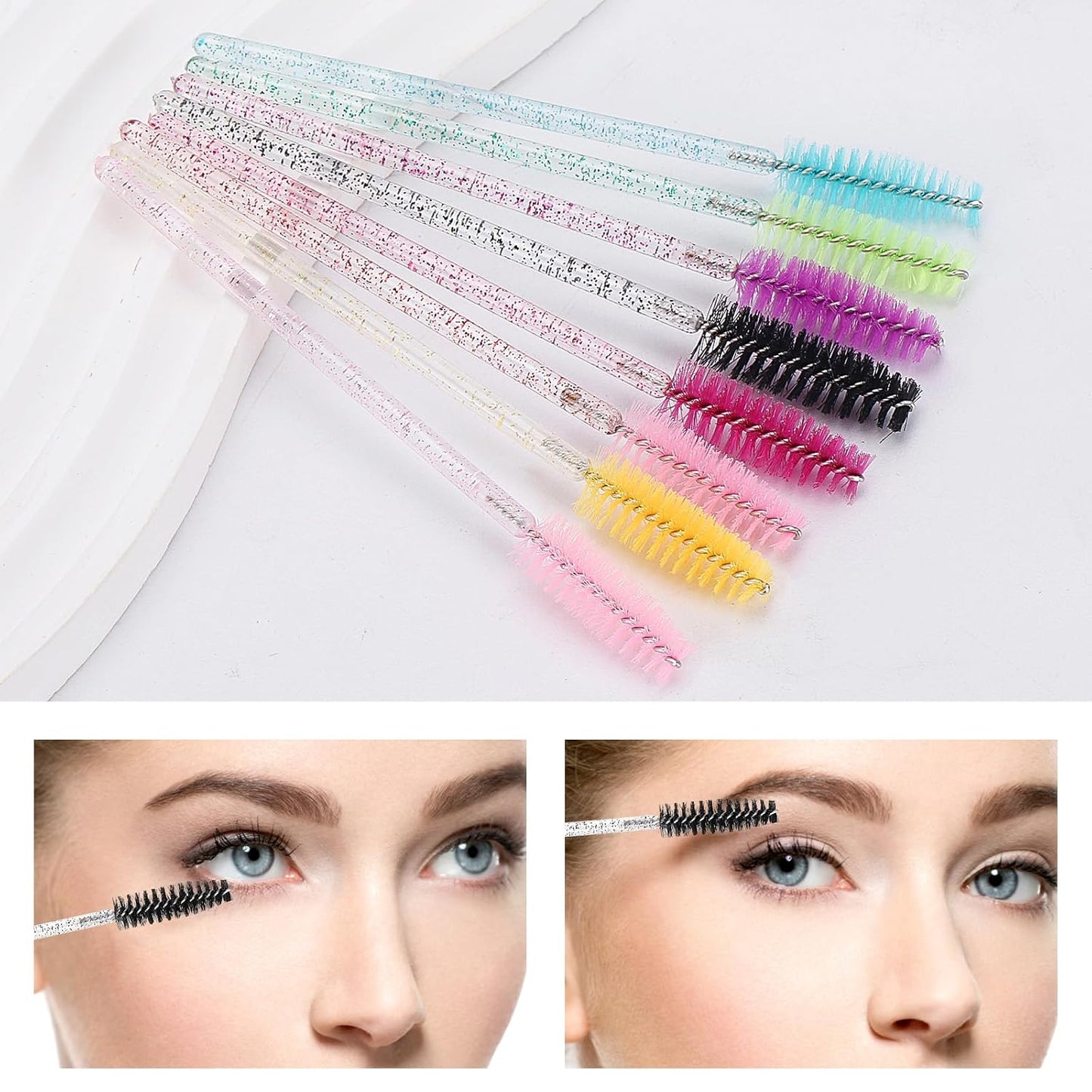 Tbestmax 800 Disposable Mascara Wands Eyelash Brush Spoolies for Eyebrow Eye Lash Extension, Makeup Brushes Applicators Kits - 8 Colors