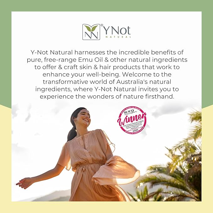 Y-Not Natural Ultra Pure Australian Emu Oil - Luxury, Hospital Grade Emu Oil 100ml | Free Range Aboriginal Omega 3, 6 & 9 Oil - The Ultimate Moisturizer for Skin, Hair, Nails, and Scalp