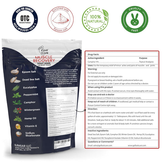 Tea Tree Oil & Muscle Foot Soak with Epsom Salts - All-Natural Salts for Post-Workout Recovery - Softens Calluses, Soothes Sore & Tired Feet, Foot Odor Control, Spa Pedicure, Made in USA, Pack of 2