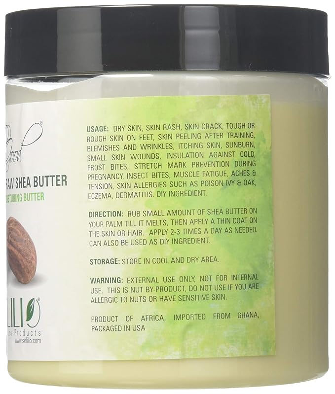 Pure Unrefined Shea Butter, totally natural and organic, ivory color, packed in 16 oz Jar, 1 Unit