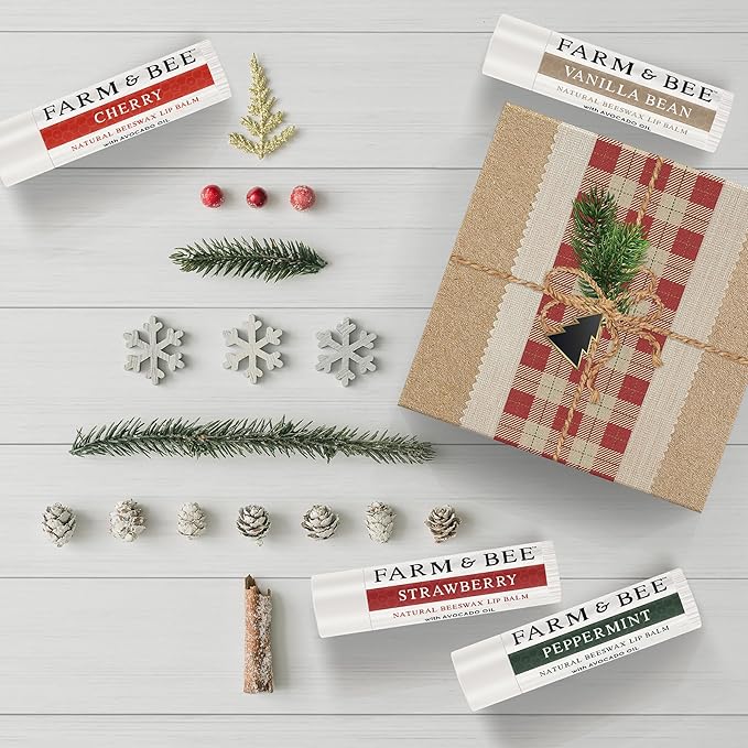 Natural Lip Balm – Stocking Stuffer - 4 Pack Gifts for Women & Men - Organic & Natural Ingredients - Moisturizing Lip Chapstick - Great Gift Idea for Women, Men, Boys, and Girls - 0.15oz (Pack of 4)