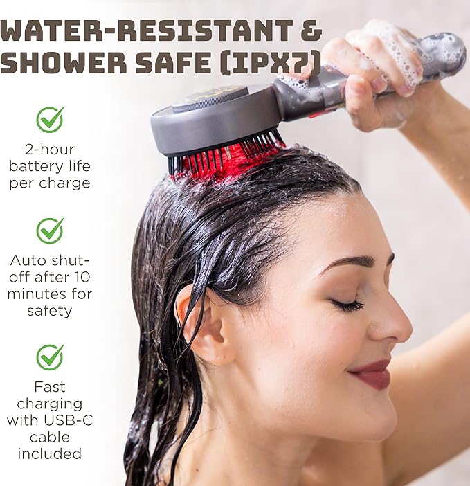 ScalpGlow Aqua Pro Waterproof Electric Scalp Massaging Oil Dispenser with Adjustable Speed | Deep Tissue Scalp Massage, Hair Growth Stimulation, and Oil Infusion for Stress Relieving Hair Care