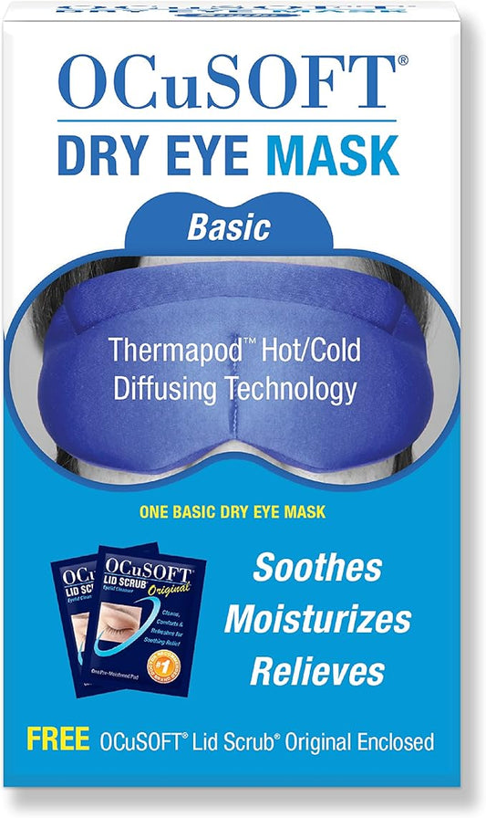 OCuSOFT Lid Scrub Foaming Cleanser & Dry Eye Mask Bundle - Eyelid & Eyelash Cleanser & Reusable Warm Compress Bundle - Soothes Irritated Eyelids - 7.25 fl oz & 1 Thermapod Mask