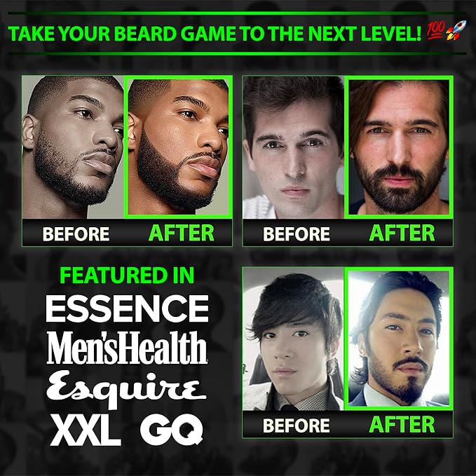 Beard Growth Kit w/Gummies Beard Growth Supplement & Hair Growth Vitamins for Men + Beard Roller Kit (2-pack: Hair Follicle Stimulator Beard Roller for Hair Growth Men Use as a Follicle Booster) USA