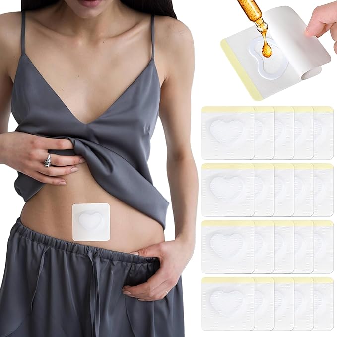 20Pcs Castor Oil Pack Wrap in Belly Button for Liver Detox, Highly Absorbent Self-Adhesive Castor Oil Wrap Organic Cotton, Anti-Seepage(Oil Not Included)