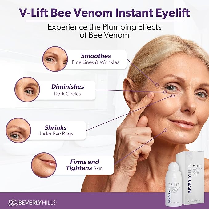Beverly Hills V-lift Instant Eye Lift & Instant Facelift Anti Aging Eye Serum Treatment Bundle with Discount - Serum Treatment for Dark Circles, Wrinkles & Under Eyebags for Women & Men
