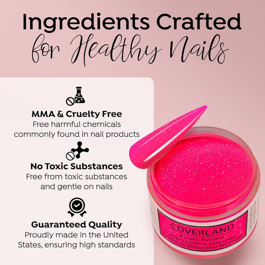 Tones Coverland Acrylic Nail Powder "Strawberry Margarita" - Limited Edition Acrylic Powder for Nail Design, Sculpting, and Masking Nail Bed Imperfections - (1.5 Oz)