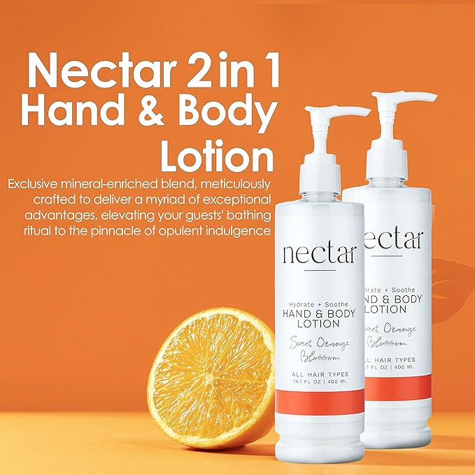 Nectar Pump Bottle Hand and Body Lotion - Moisturizing Lotion with Fresh Fragrance of Orange Flowers