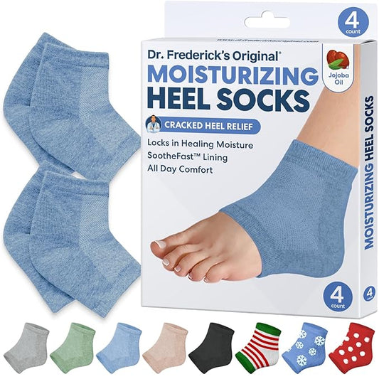 Dr. Frederick's Original Moisturizing Heel Socks for Cracked Heel Treatment - 2 Pairs - Socks for Dry Feet - Cracked Skin Repair & Overnight Hydration - Foot Care for Women & Men - Jojoba Oil