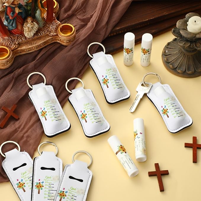 18 Sets Christian Gifts for Mom Bulk Women Church Gifts Scripture Bible Verse Lip Balms Lipstick Holder Keychains Faith Religious Inspirational Party Favors for Teacher Mother(Bible)
