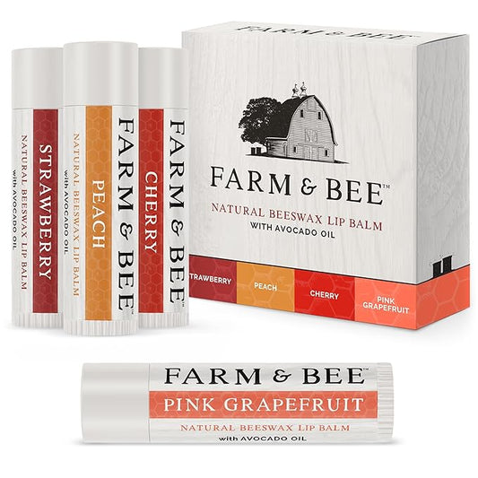 Natural Lip Balm Variety Pack, 4 Flavors, Organic Ingredients, Moisturizing, Healing