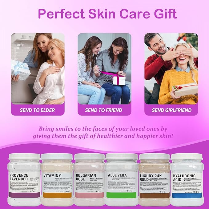 Jelly Mask for Facials Professional Natural Gel Face Masks, Hyaluronic acid Hydrating Rubber Mask Jar Face Mask SkinCare 23 Fl Oz (Lavender)