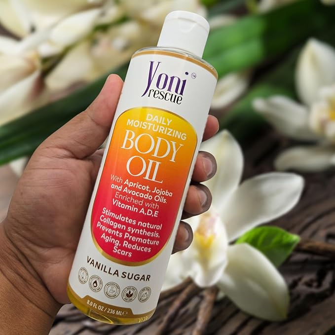 Daily Skin Moisturizing Body Oil with Apricot, Jojoba, Avocado & Vitamin E Oil | Hydrating & Nourishing for all Skin types | After Shower oil 8oz Vanilla Sugar Scented