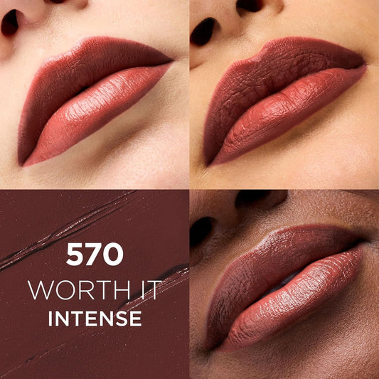 L'Oreal Paris Colour Riche Original Creamy, Hydrating Satin Lipstick with Argan Oil and Vitamin E, Worth It Intense, Rich Brown Lipstick, 1 Count