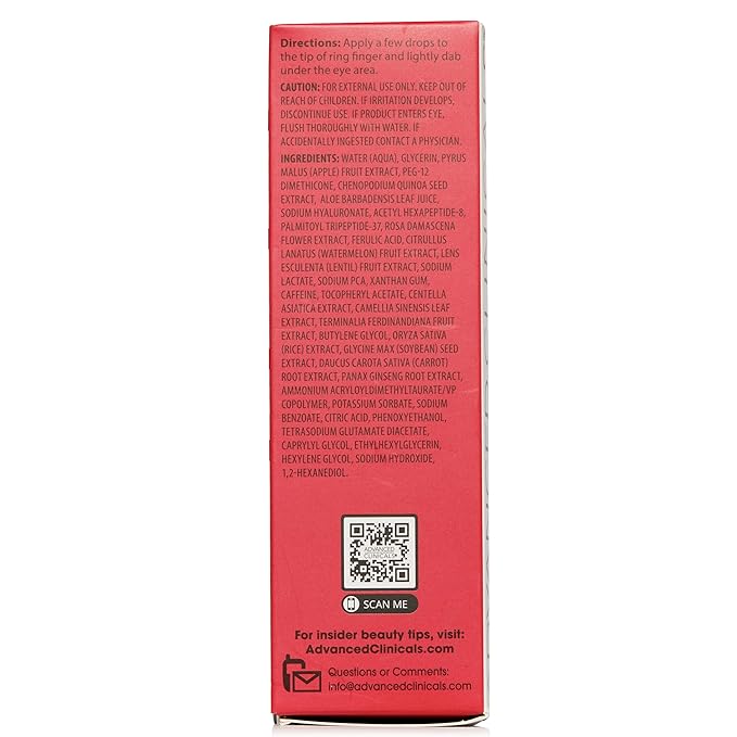 Advanced Clinicals Dark Circle Caffeine Under Eye Serum For Face With Hyaluronic Acid Moisturizer + Peptides | Brightening Vitamin C Serum Helps Improve Look Of Puffy Eye & Fine Lines, 1.75 Fl Oz