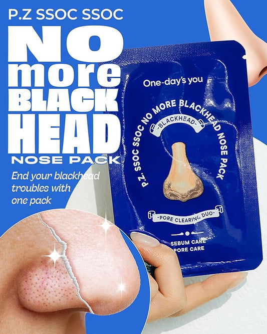 One-day's you P.Z SSOC SSOC No More Blackhead Nose Strips Sebum & Pore Care | Hypoallergenic Korean Nose Mask Blackhead Remover Clogged Pore Tightening Skin Care w/Centella Asiatica (0.07 oz, 5 EA)
