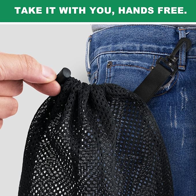 10 PCS With Clips Mesh Drawstring Bags, Portable Nylon Storage Bags for toy,Sports Storage,Outdoor activities etc. (5.9x7.9in)