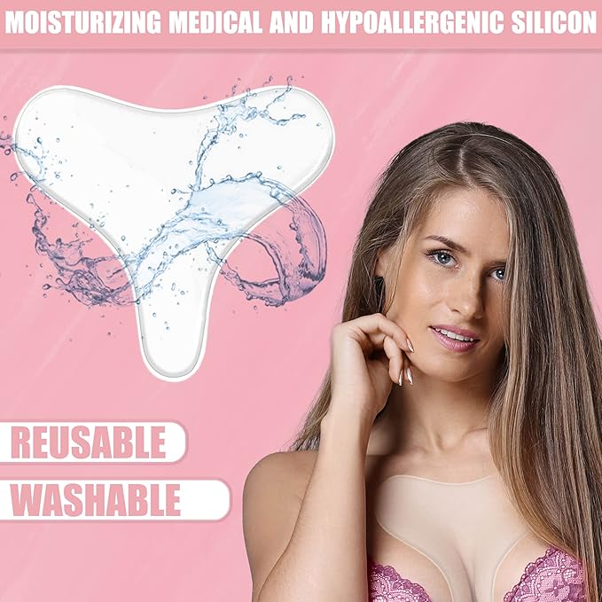 Chest Wrinkle Pads Set Of 2 Decollete Silicone Anti Wrinkle Chest Pads Reusable Anti Age Premium treatment Chest Wrinkle Patches Self Adhesive Pads For Collagen And Skin Tone Repair