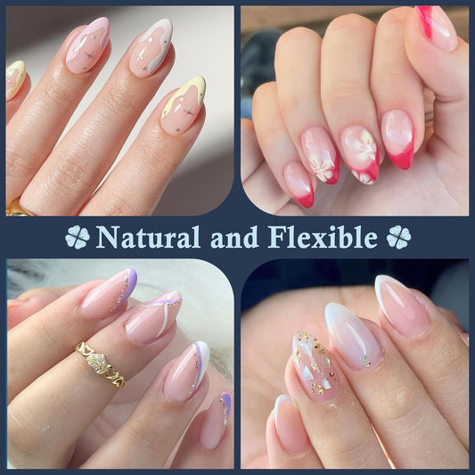 Short Almond Fake Nails, 360pcs Soft Gel Pre-Shaped Acrylic Nail Tips, Half Matte Full Cover Clear Gelly Press on Flase Nail Tips for Extension Nail Manicure Home DIY 12 Sizes Gelly Tips