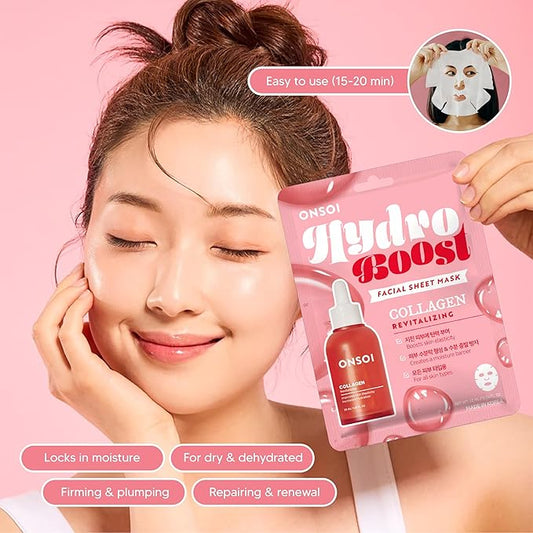 36PK ONSOI Hydro Boost Moisturizing Face Masks Skincare Korean Skin Care Facial Sheet Mask (36, 36PK Collagen)