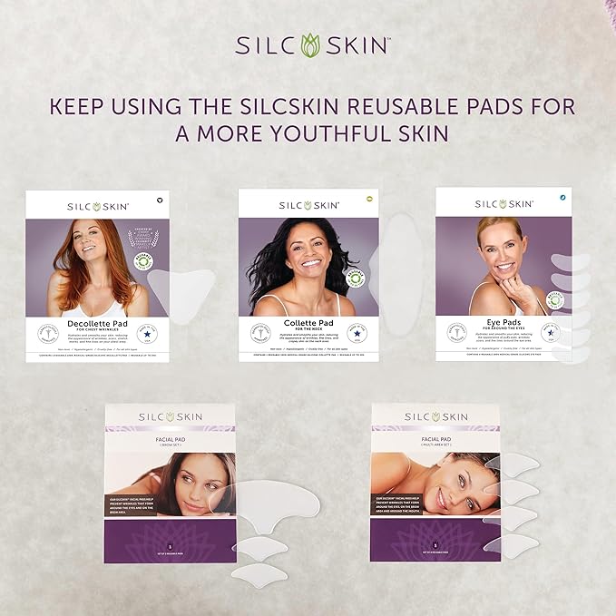 SilcSkin Silicone Eye Pads - Reusable Overnight Eye Patches, Medical-grade Silicone for Fine Lines, Crepey Skin, and Puffiness - 20 Day Supply