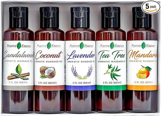 Massage Oil for Massage Therapy – Relaxing Massage Oil Kit, Pure Essential Oils for Skin Care, Jojoba, Sweet Almond, Vitamin E – Body Oil Massage Set
