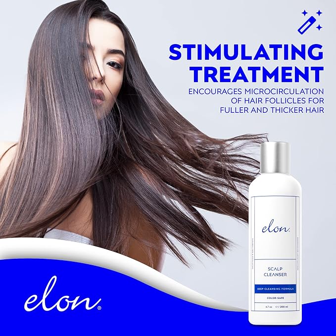 Elon Thinning Hair Scalp Cleanser - Revitalizing & Exfoliating Scalp Treatment for Hair Growth – For Women & Men – Color Safe & Paraben Free (6.7 Oz.)