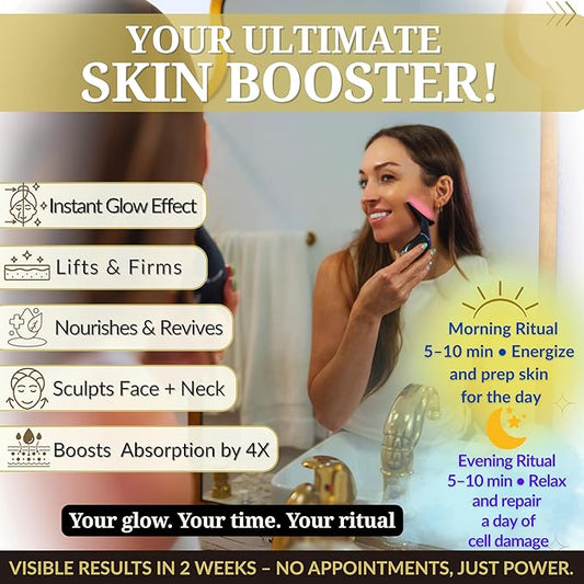 Red-Light-Therapy-for-Face and Neck, Facial Massager Triple Action Portable Beauty Device. LED, Thermal, and Vibration for a Radiant Appearance