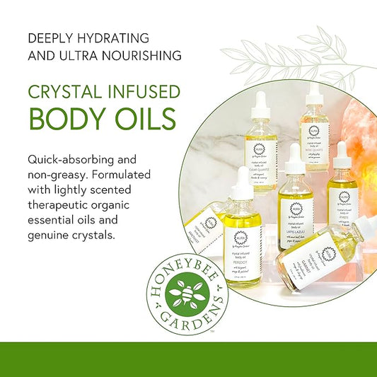 Honeybee Gardens Crystal Infused Body Oil, Rose Quartz, Organic, Moisturizing, Non-Greasy, for All Skin Types, 2 Fl Oz